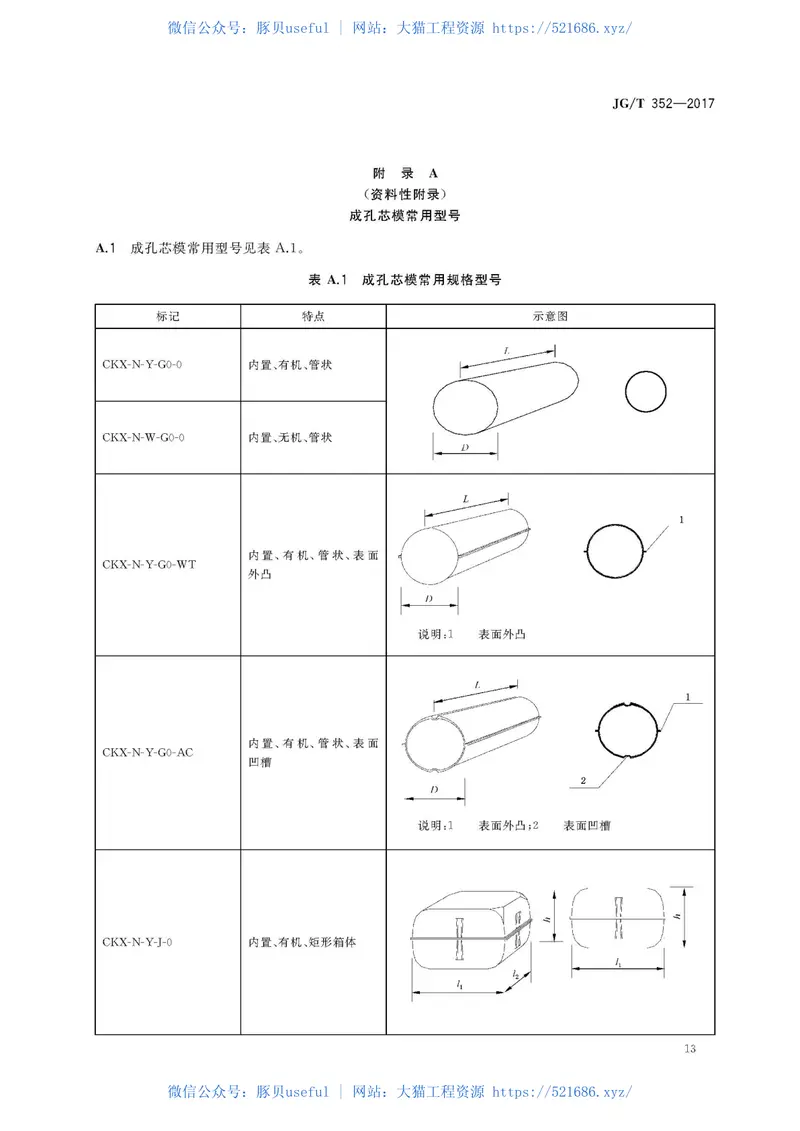 JGT352-2017混凝土结构用成孔芯模 预览图