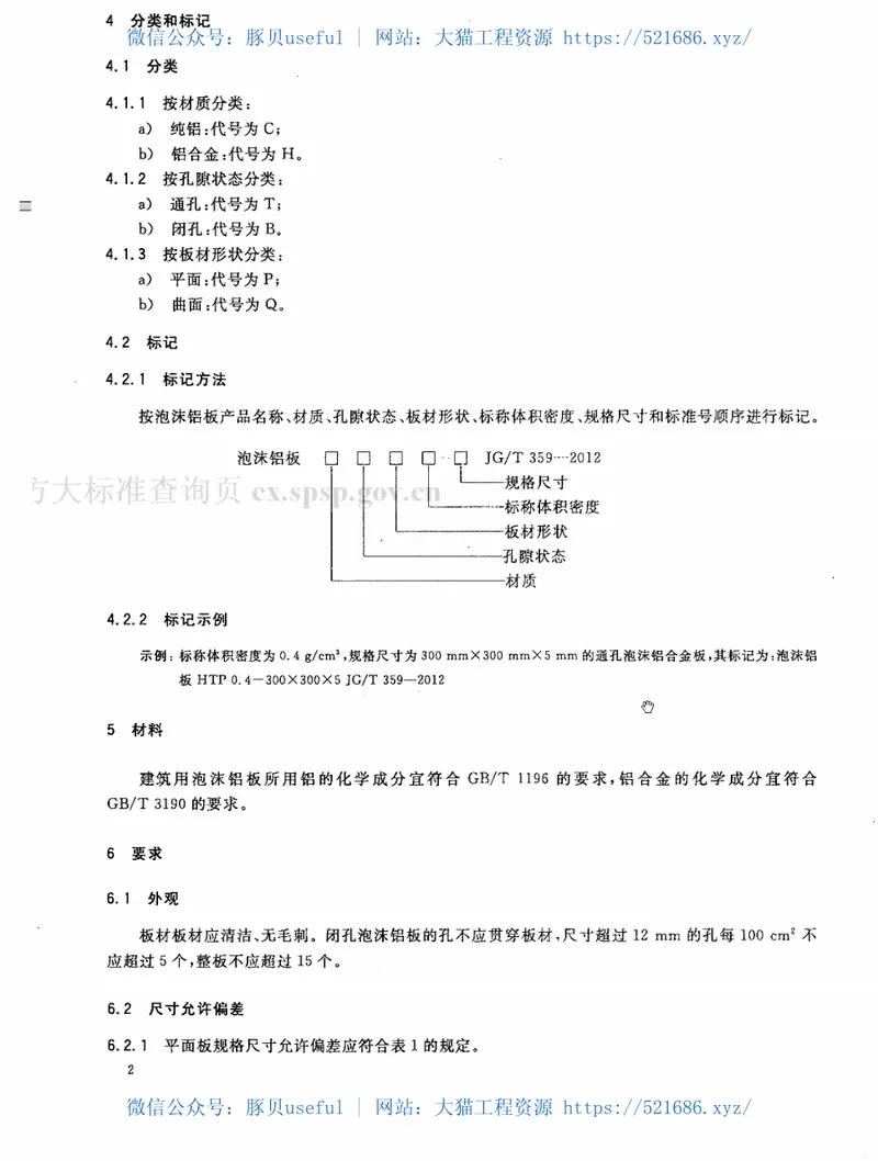 JGT359-2012建筑用泡沫铝板 预览图