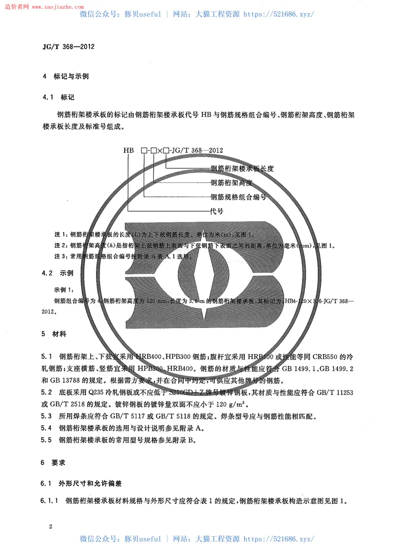 JGT368-2012钢筋桁架楼承板规范 预览图