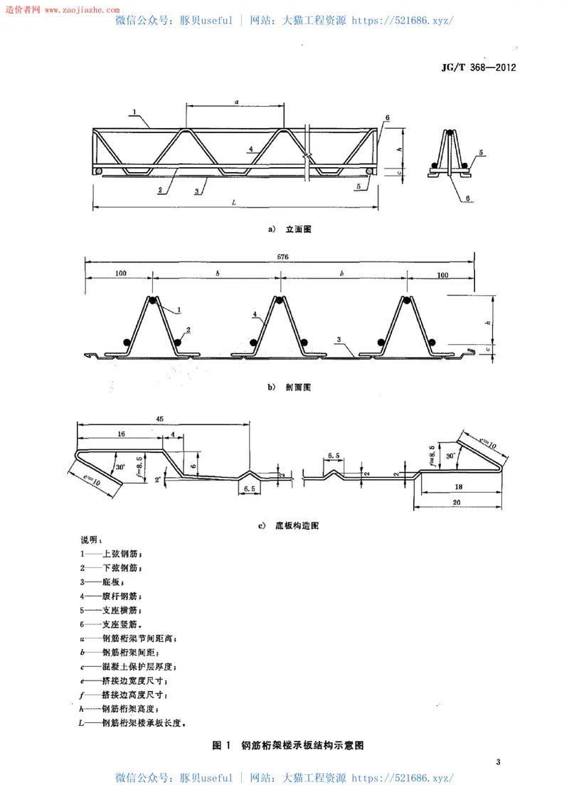 JGT368-2012钢筋桁架楼承板规范 预览图