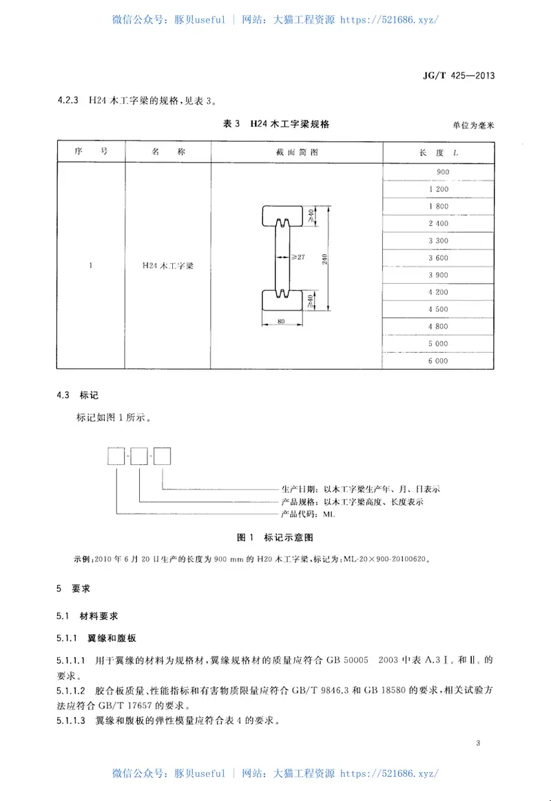 JGT425-2013建筑施工用木工字梁 预览图