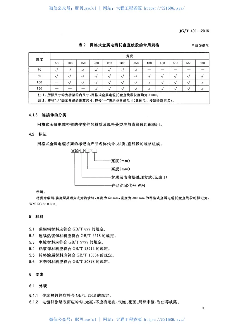 JGT491-2016建筑用网格式金属电缆桥架 预览图