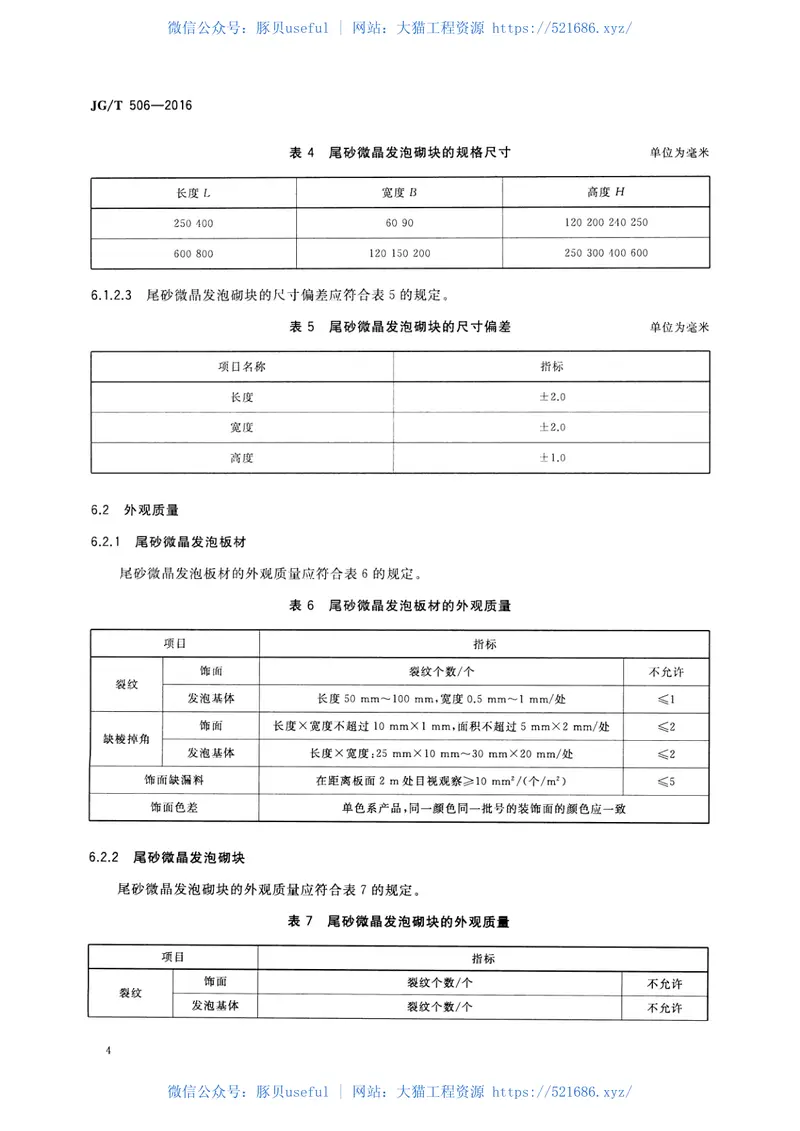 JGT506-2016尾砂微晶发泡板材及砌块 预览图