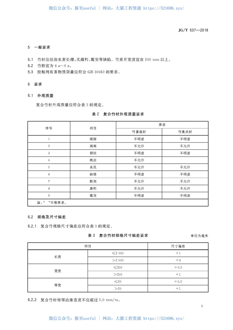 JGT537-2018建筑及园林景观工程用复合竹材 预览图