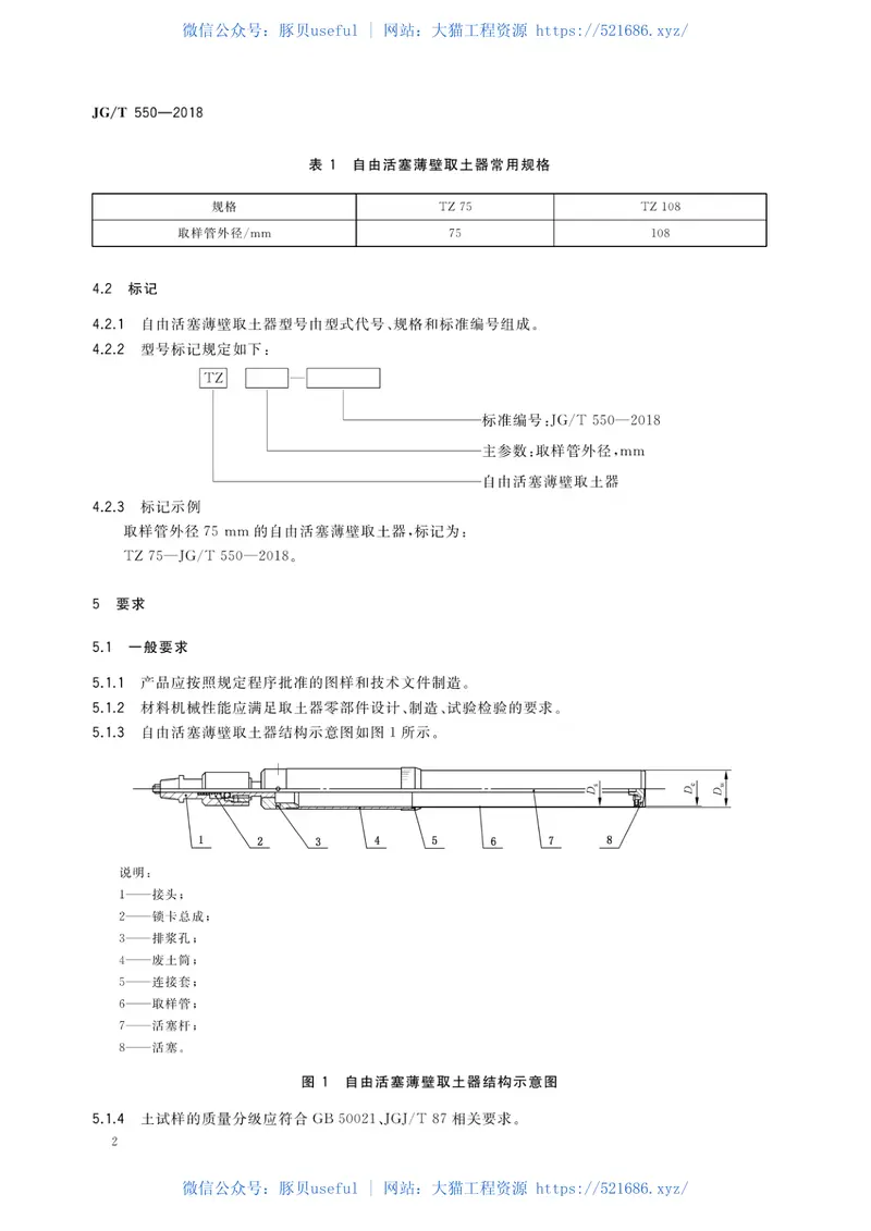 JGT550-2018自由活塞薄壁取土器 预览图