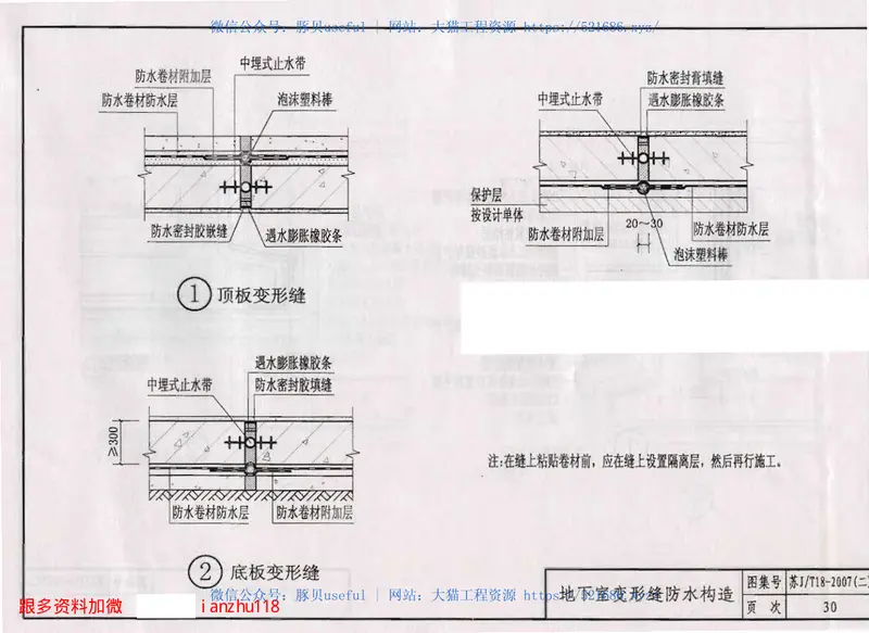 苏JT18-2007(二)建筑防水构造图集(二)AU3-自粘橡胶改性沥青防水卷材 预览图