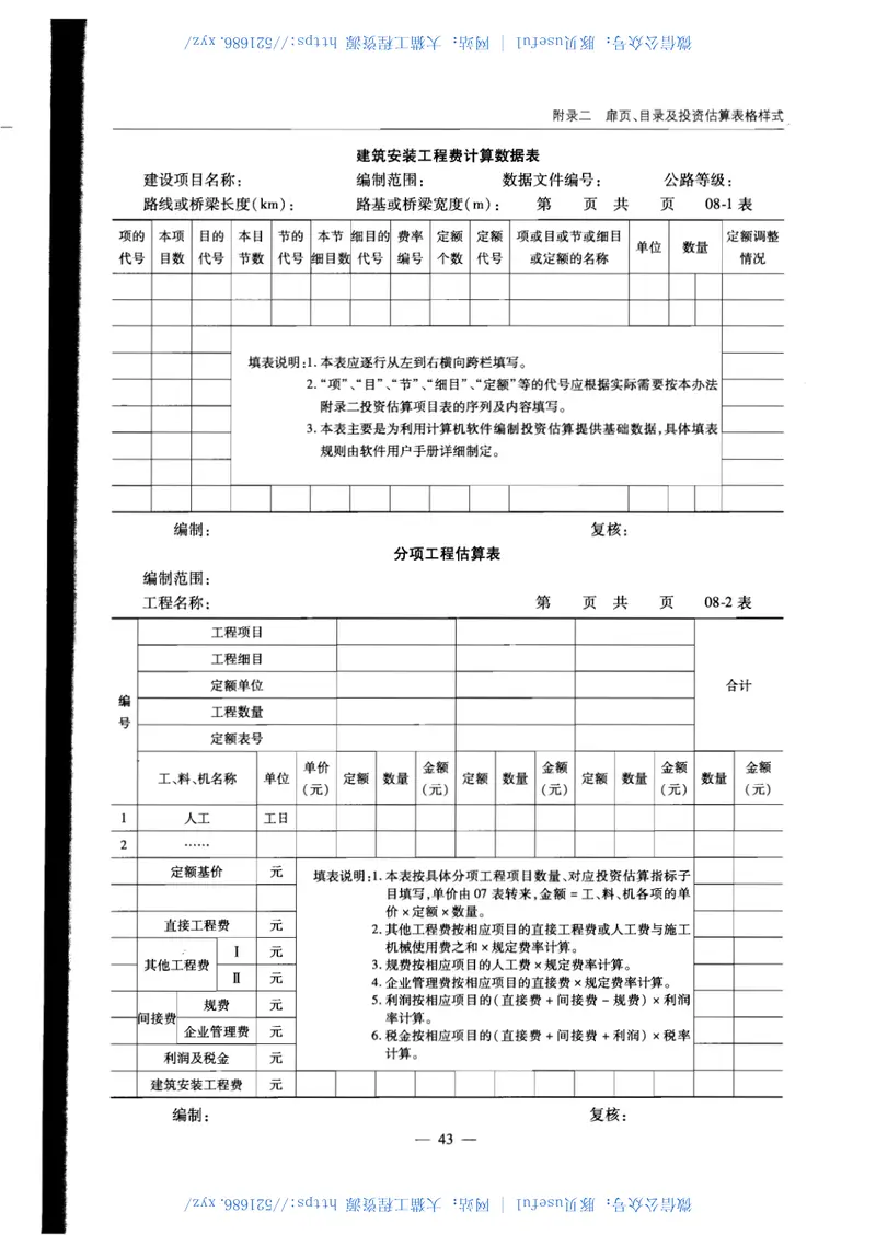 JTGM20-2011公路工程基本建设投资估算编制办法 预览图