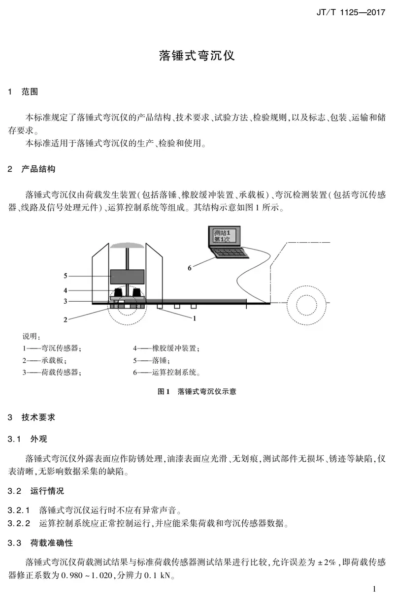 JTT1125-2017落锤式弯沉仪 预览图