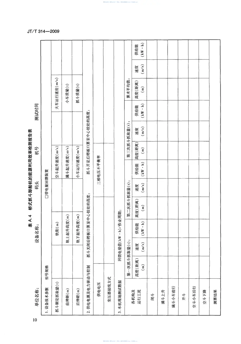 JTT314-2009港口电动式起重机能源利用效率检测方法 预览图