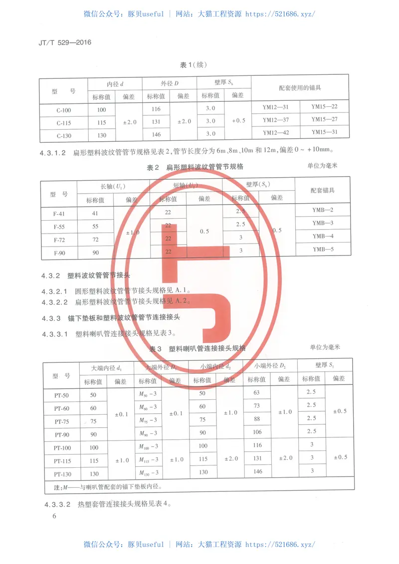 JTT529-2016预应力混凝土桥梁用塑料波纹管 预览图