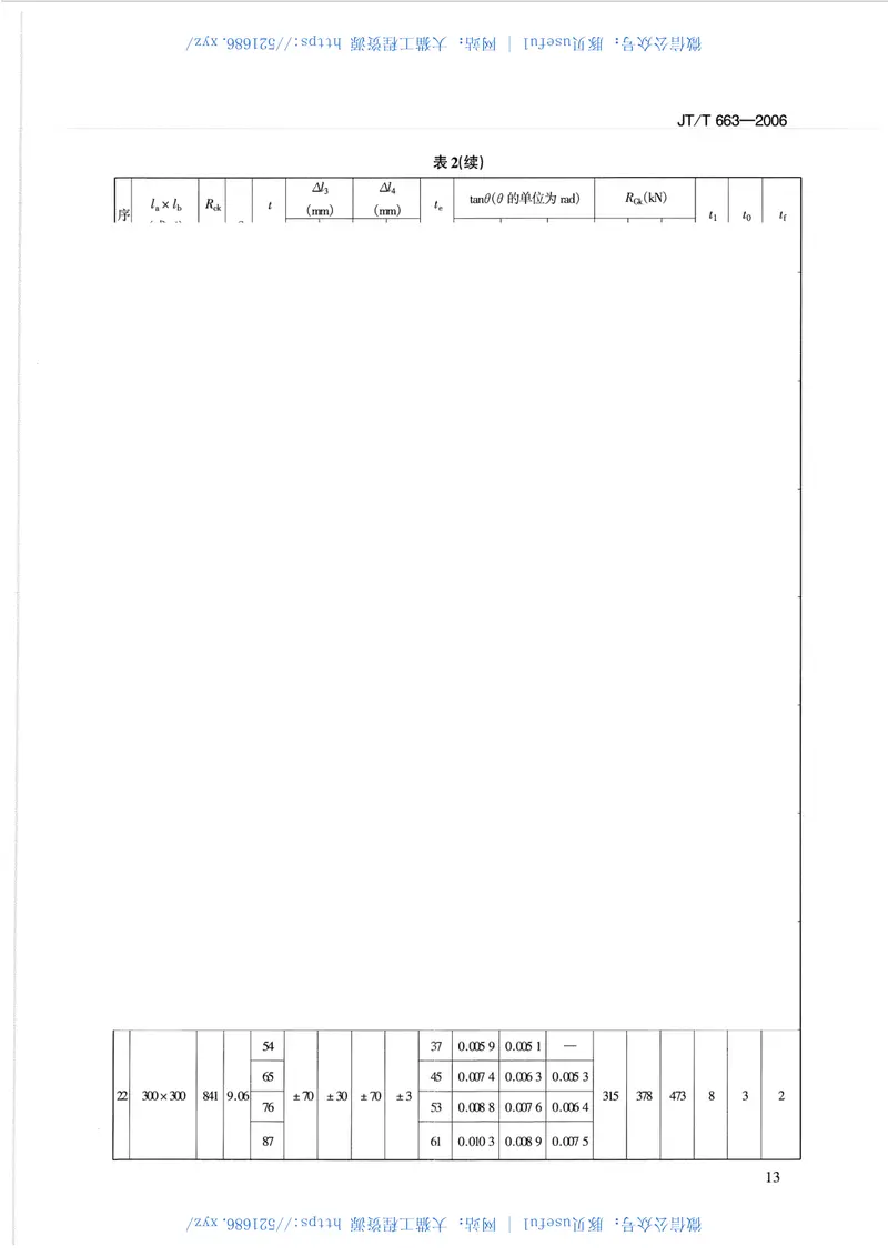 JTT663-2006公路桥梁板式橡胶支座规格系列 预览图