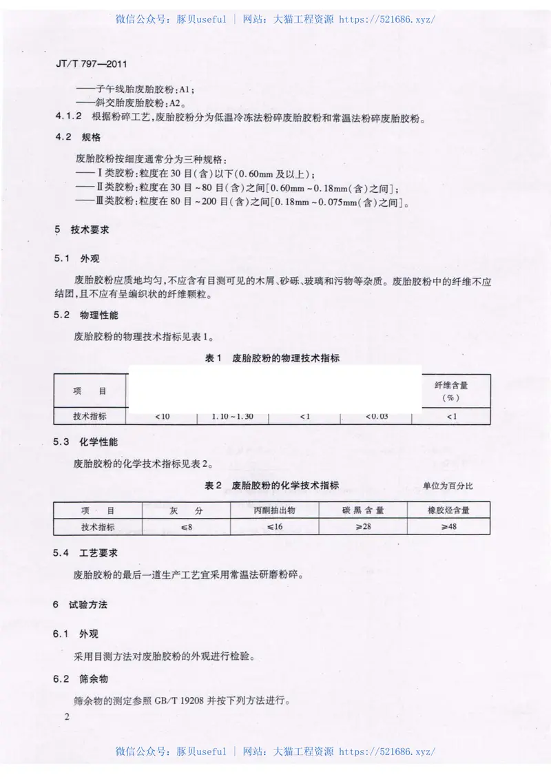JTT797-2011路用废胎硫化橡胶粉 预览图