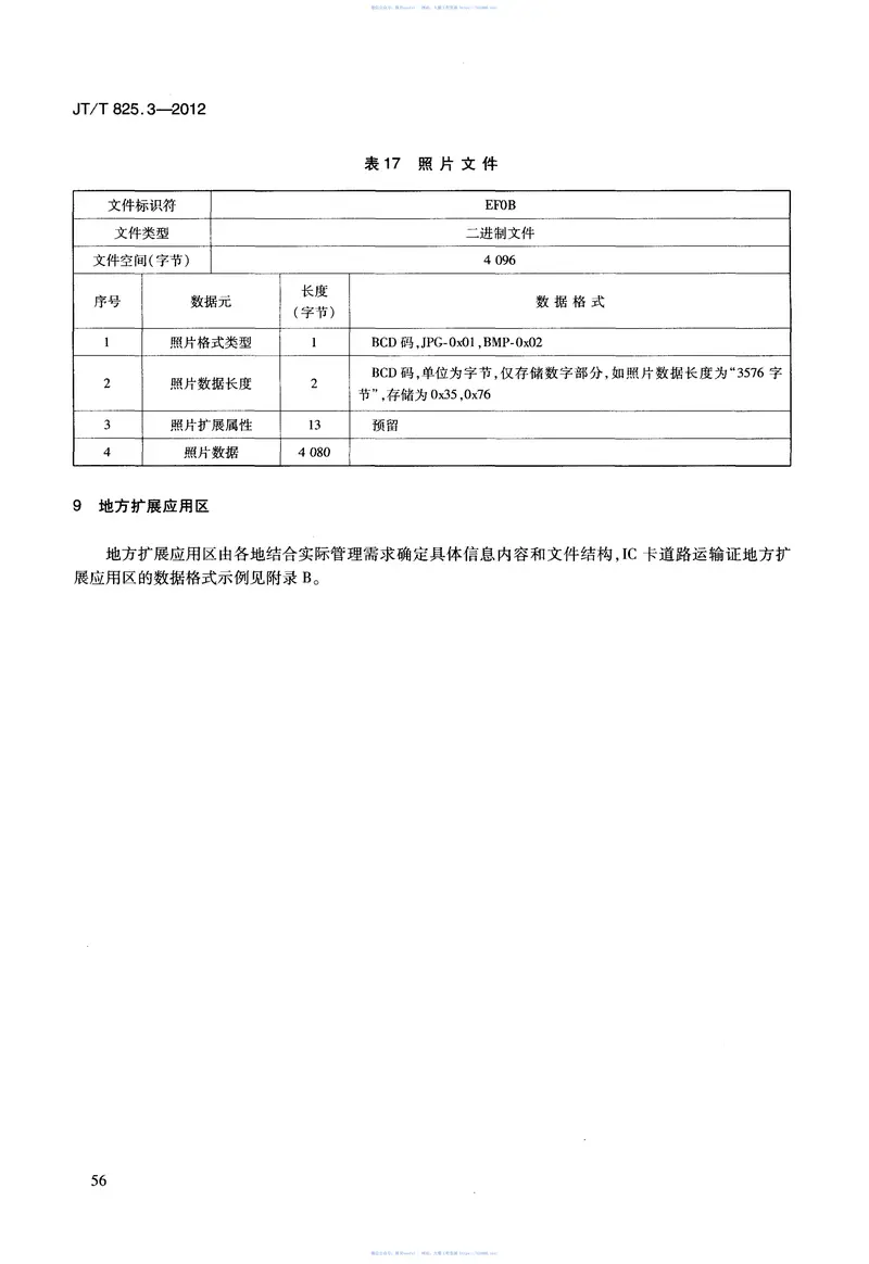 JTT825.3-2012IC卡道路运输证件第3部分：IC卡道路运输证数据格式 预览图