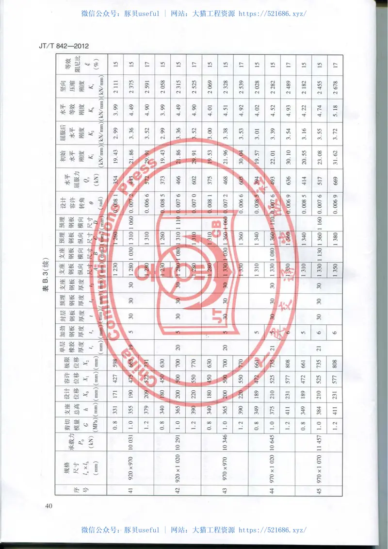 JTT842-2012公路桥梁高阻尼隔震橡胶支座 预览图