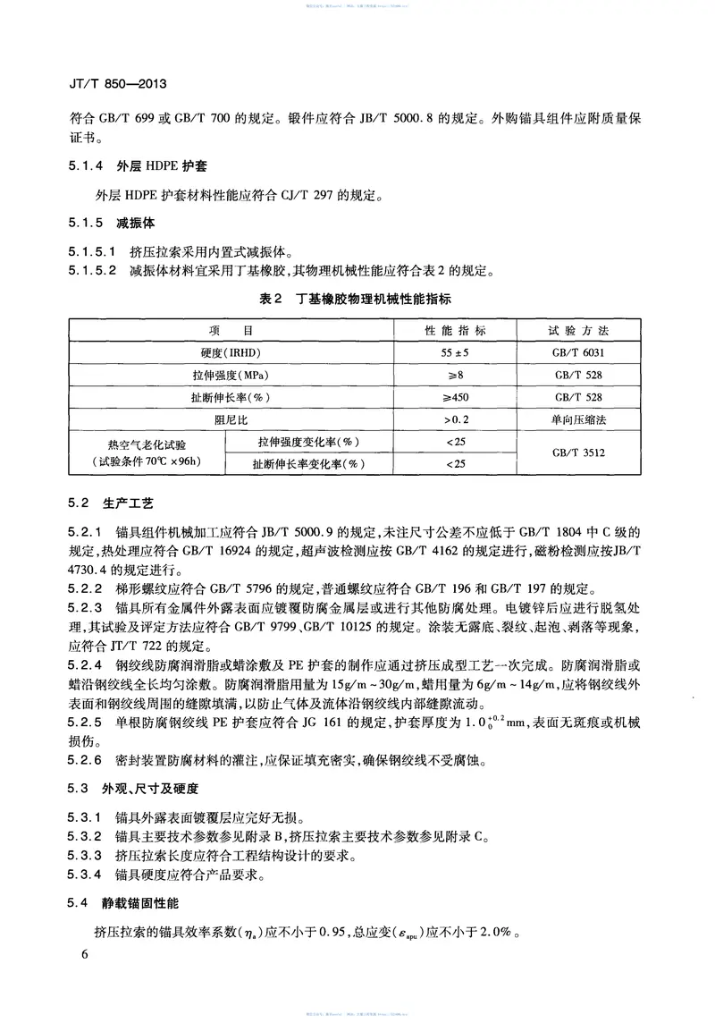JTT850-2013挤压锚固钢绞线拉索 预览图