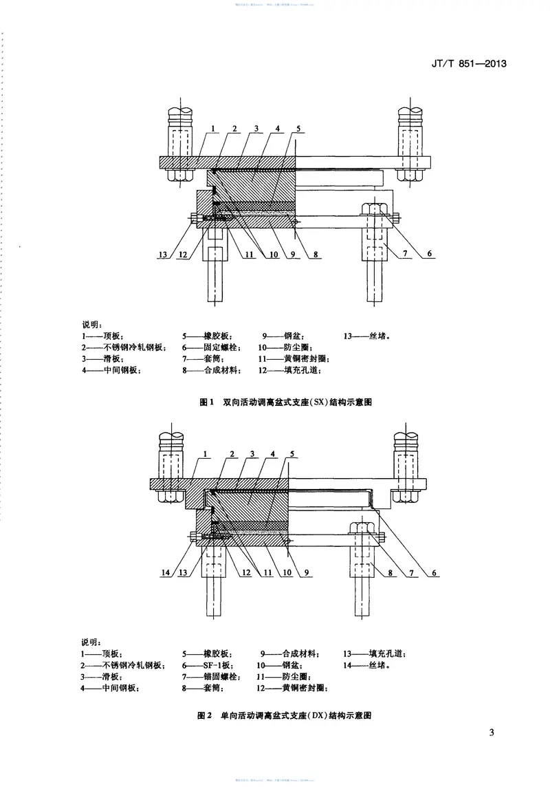 JTT851-2013合成材料调高盆式支座 预览图