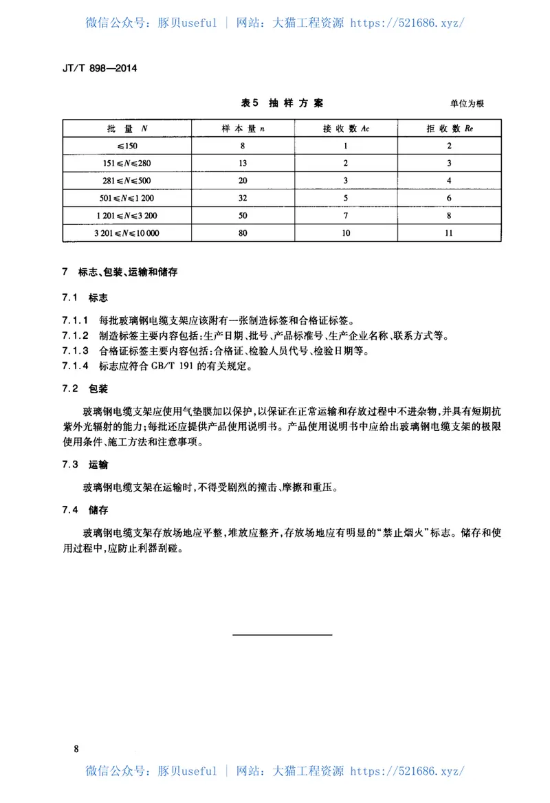 JTT898-2014公路用玻璃钢电缆支架 预览图
