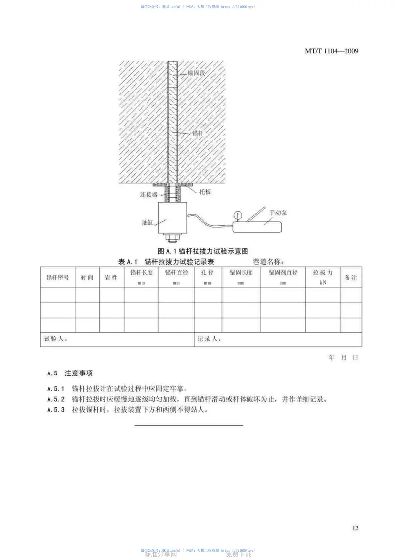 MTT1104-2009煤巷锚杆支护技术规范 预览图