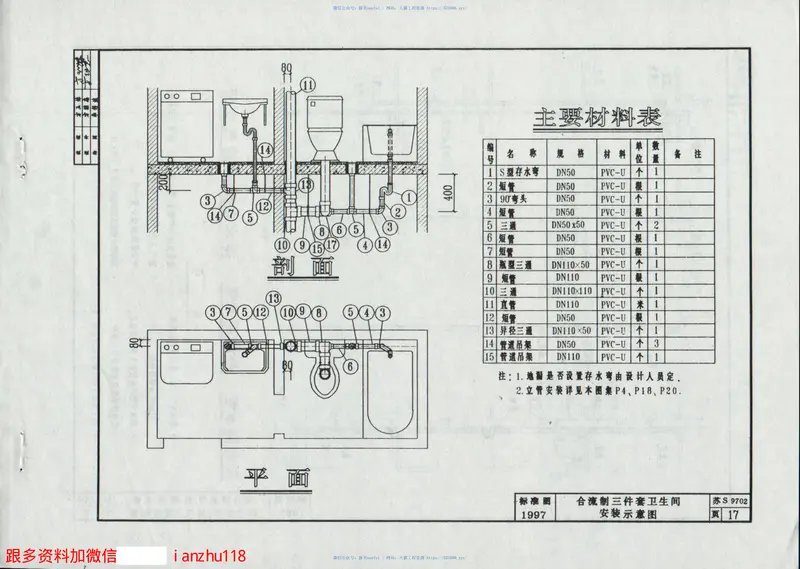 苏S9702硬聚氯乙烯(PVC－U)排水管安装图集 预览图