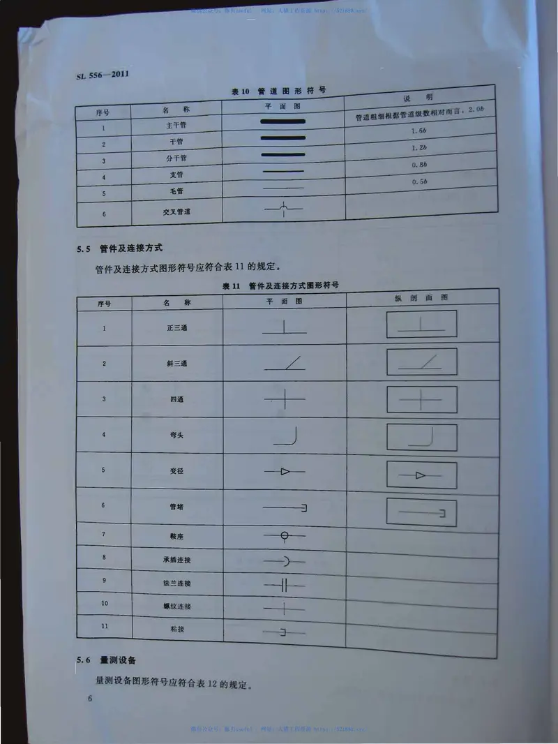 SL556-2011节水灌溉工程规划设计通用图形符号标准 预览图