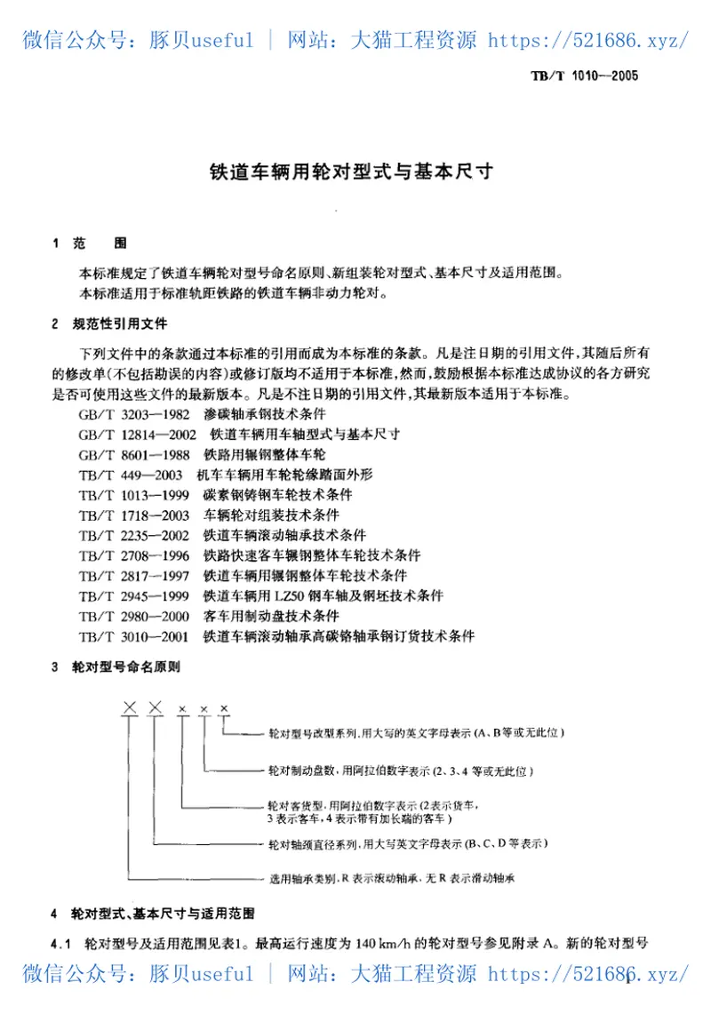 TBT1010-2005铁道车辆用轮对型式与基本尺寸 预览图