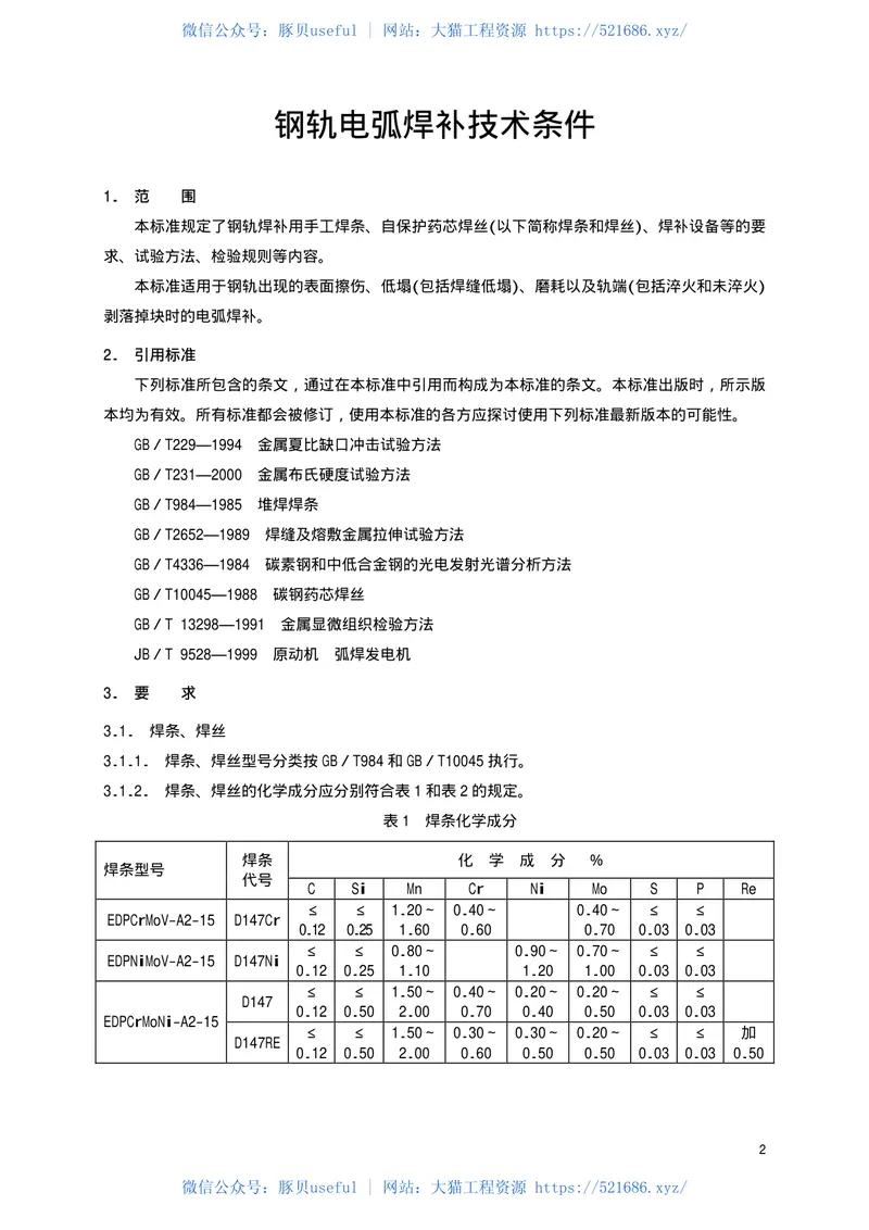 TBT1631-2002钢轨电弧焊补技术条件 预览图