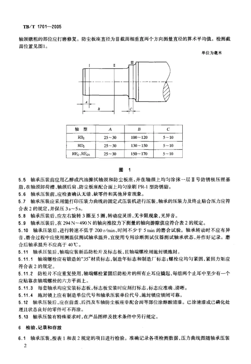 TBT1701-2005铁道货车无轴箱滚动轴承压装技术条件 预览图