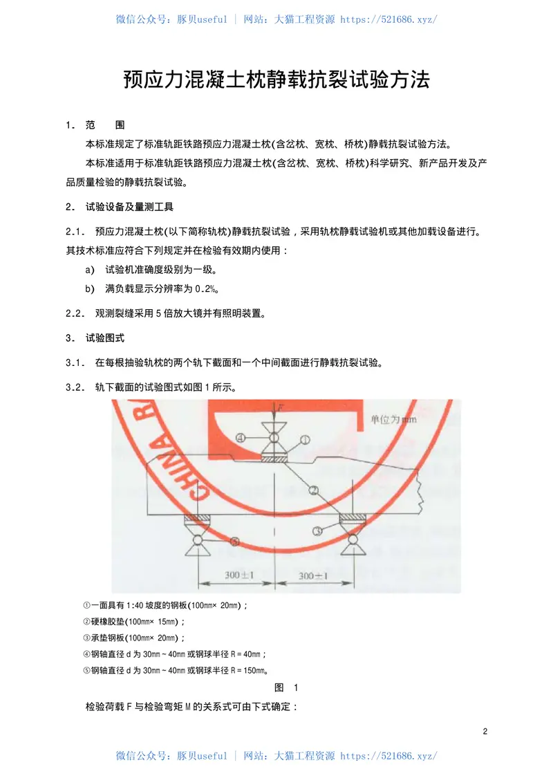 TBT1879-2002预应力混凝土枕静载抗裂试验方法 预览图