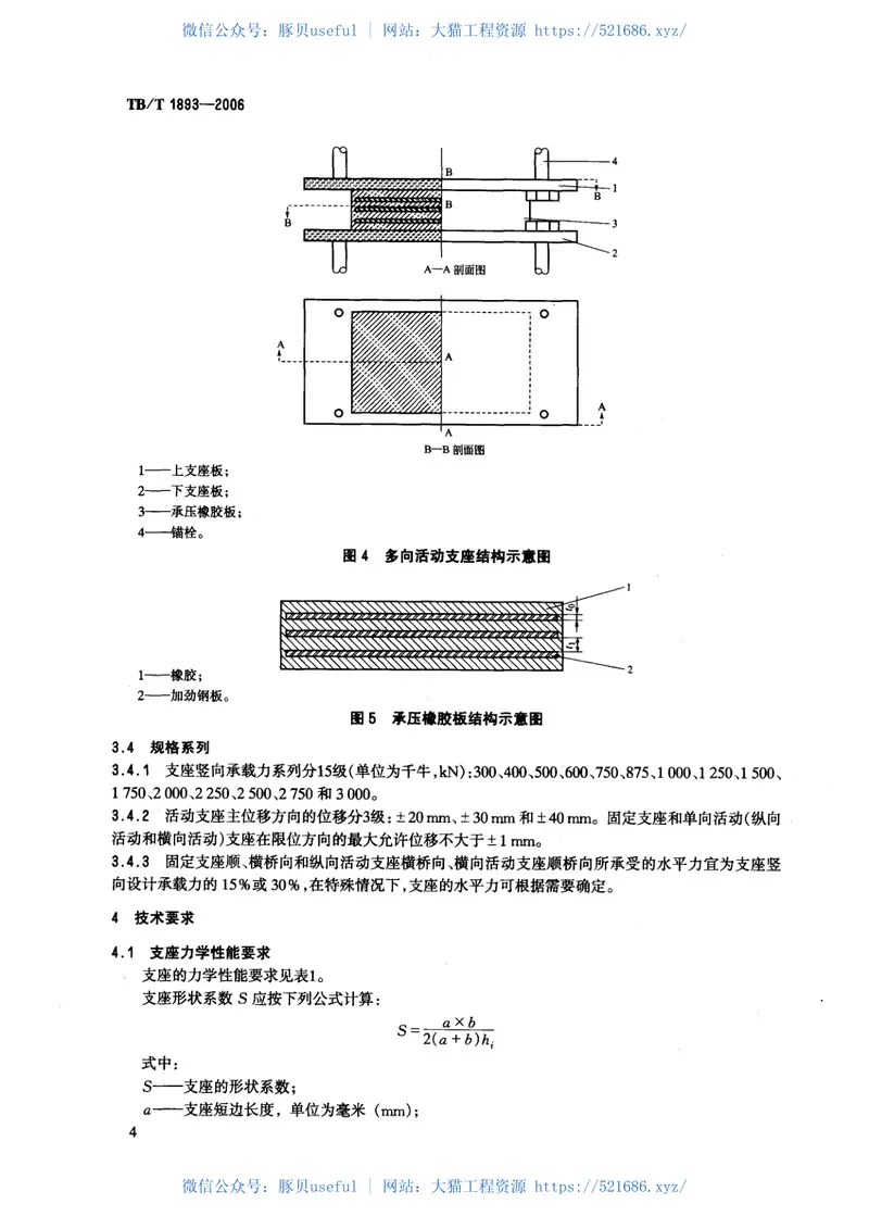 TBT1893-2006铁路桥梁板式橡胶支座 预览图