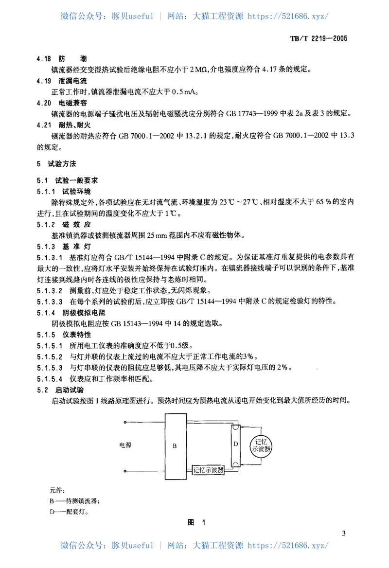 TBT2219-2005铁道客车双端荧光灯用直流电子镇流器 预览图
