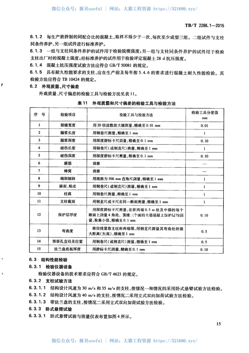 TBT2286.1-2015电气化铁路接触网预应力混凝土支柱第1部分：横腹杆式支柱 预览图