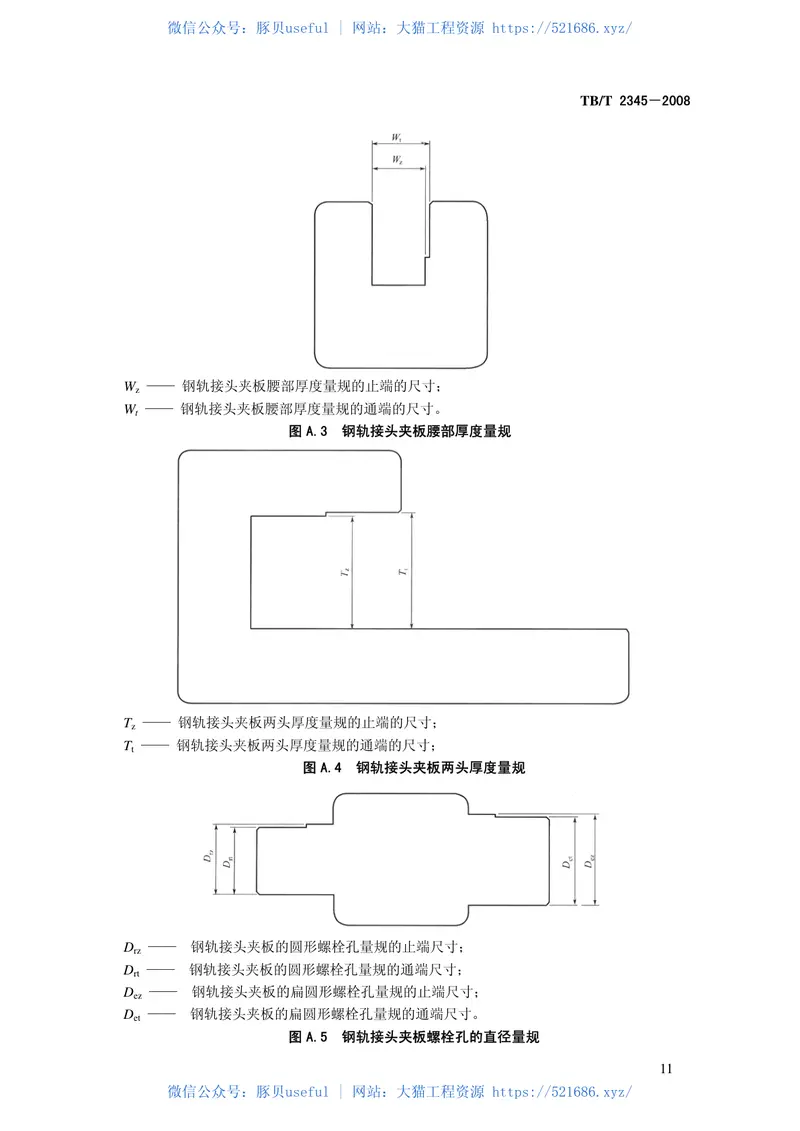 TBT2345-200843kgm～75kgm钢轨接头夹板订货技术条件 预览图