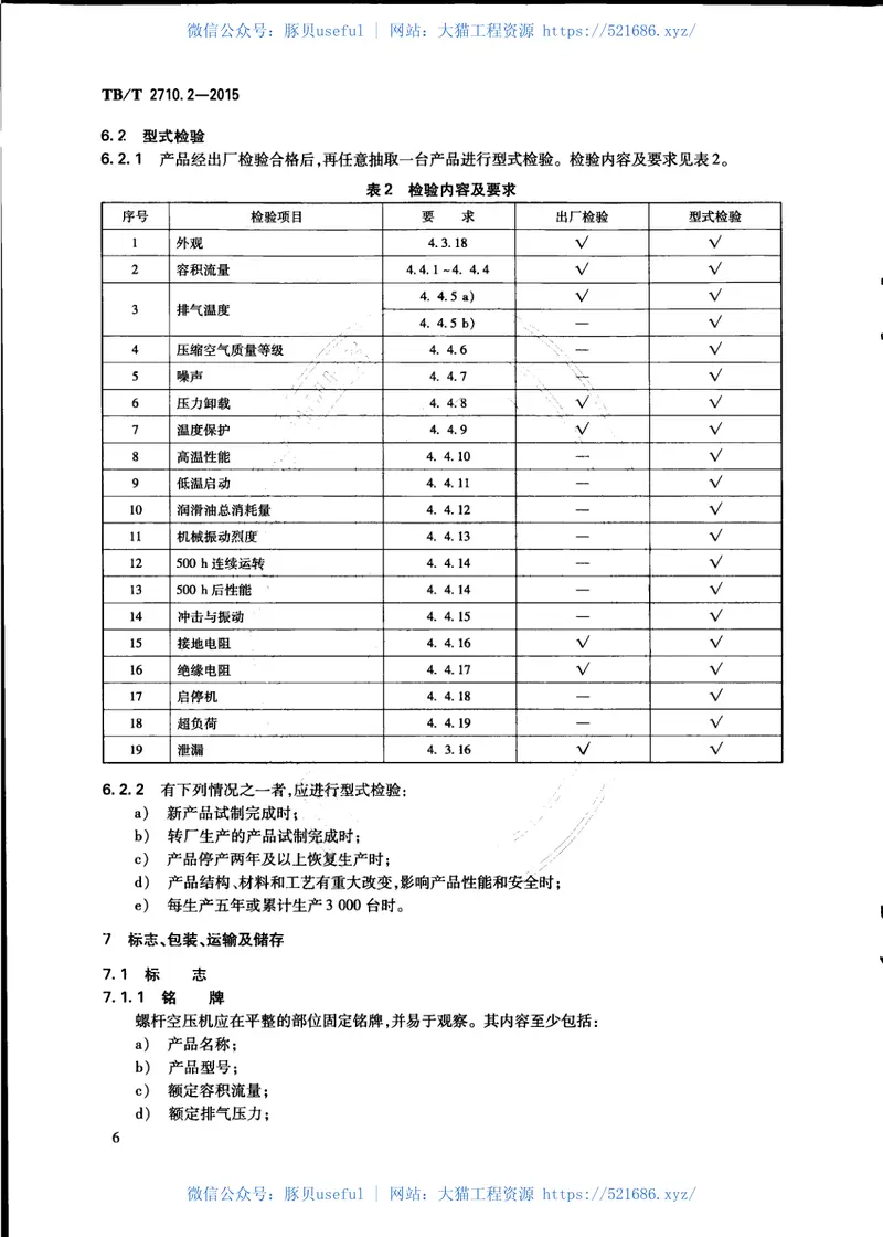 TBT2710.2-2015机车、动车组用空气压缩机组技术条件第2部分：螺杆空气压缩机组 预览图