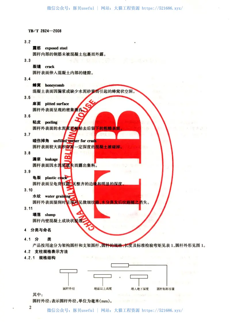 TBT2824-2008电气化铁路变电所预应力混凝土圆杆 预览图