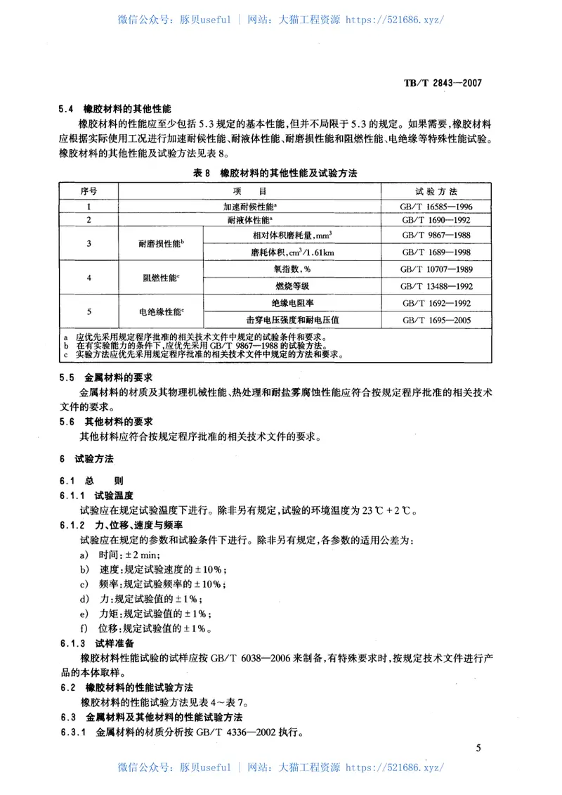 TBT2843-2007机车车辆用橡胶弹性元件通用技术条件 预览图