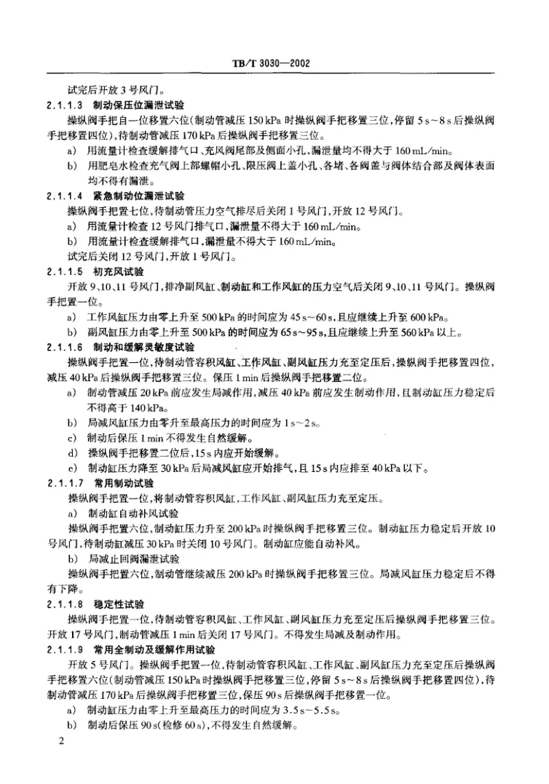 TBT3030-2002F8型空气分配阀和电空阀在F8阀试验台上的试验方法 预览图