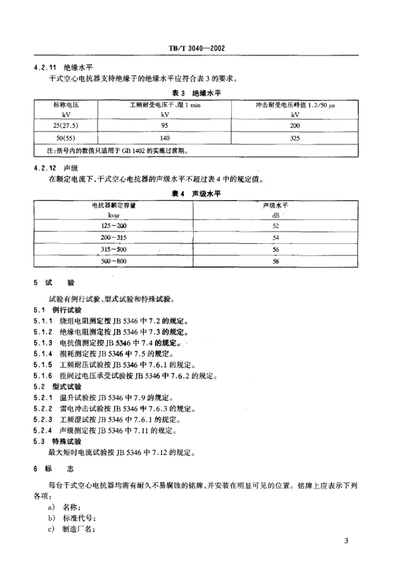 TBT3040-2002电气化铁道干式空心串联电抗器技术条件 预览图