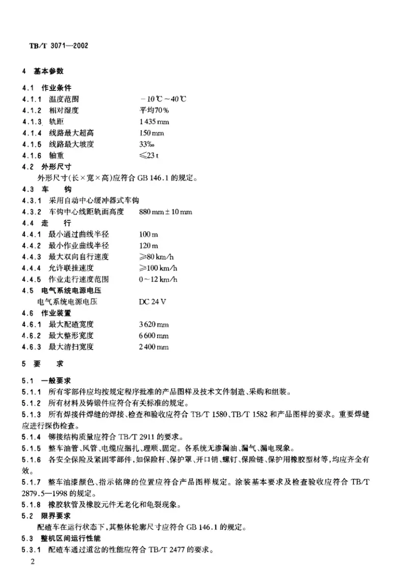 TBT3071-2002配碴整形车通用技术条件 预览图