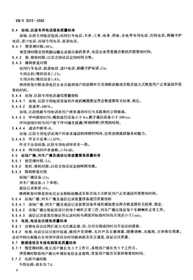 TBT3072-2002铁路运输通信服务标准 预览图