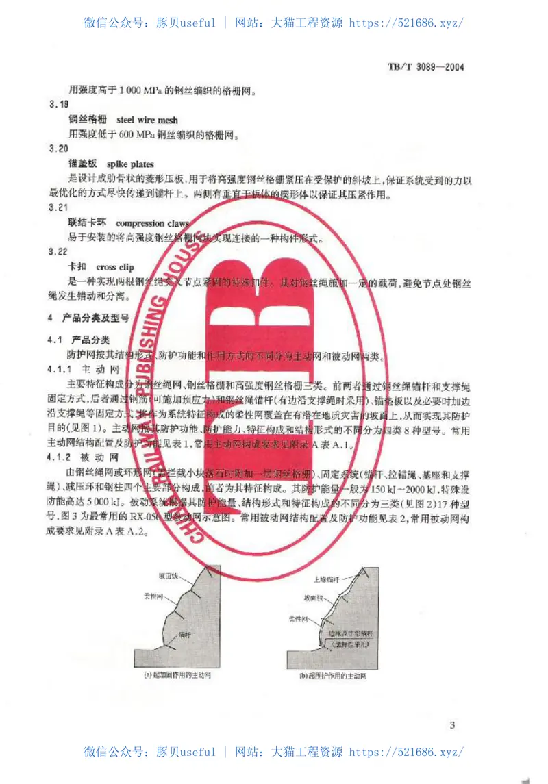 TBT3089-2004铁路沿线斜坡柔性安全防护网 预览图