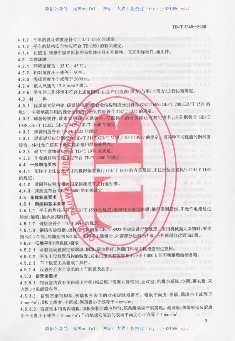 TBT3140-2006内燃铁路起重机吊臂平车技术条件 预览图