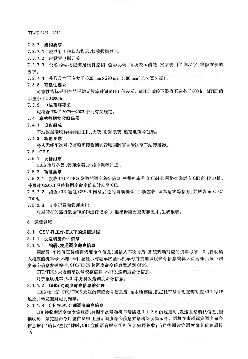 TBT3231-2010GSM-R数字移动通信系统应用业务调度命令信息无线传送系统 预览图