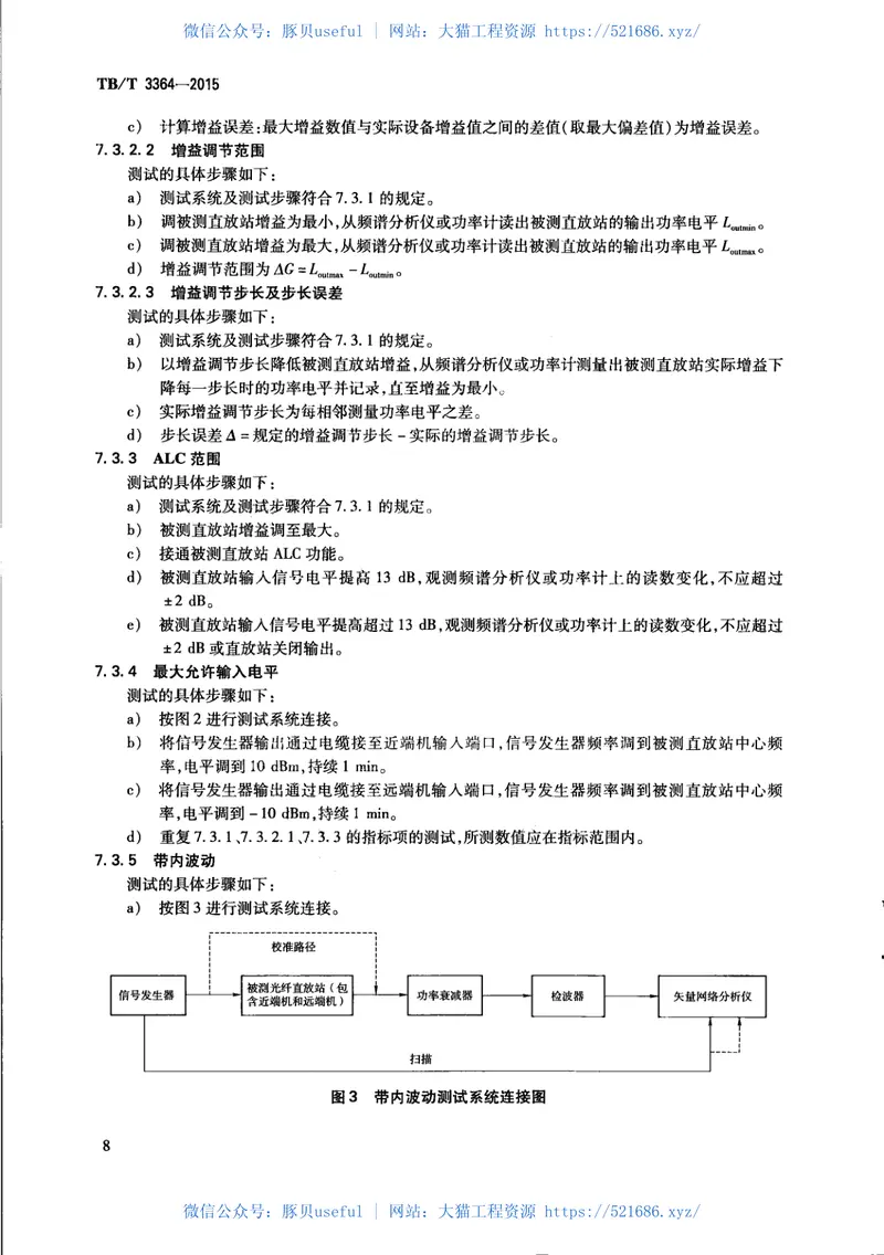 TBT3364-2015铁路数字移动通信系统（GSM-R）模拟光纤直放站 预览图