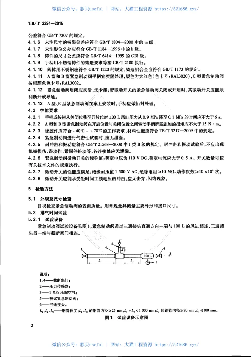 TBT3394-2015机车车辆用紧急制动阀 预览图