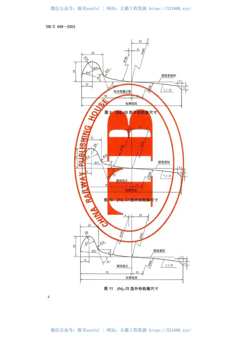 TBT449-2003机车车辆车轮轮缘踏面外形 预览图
