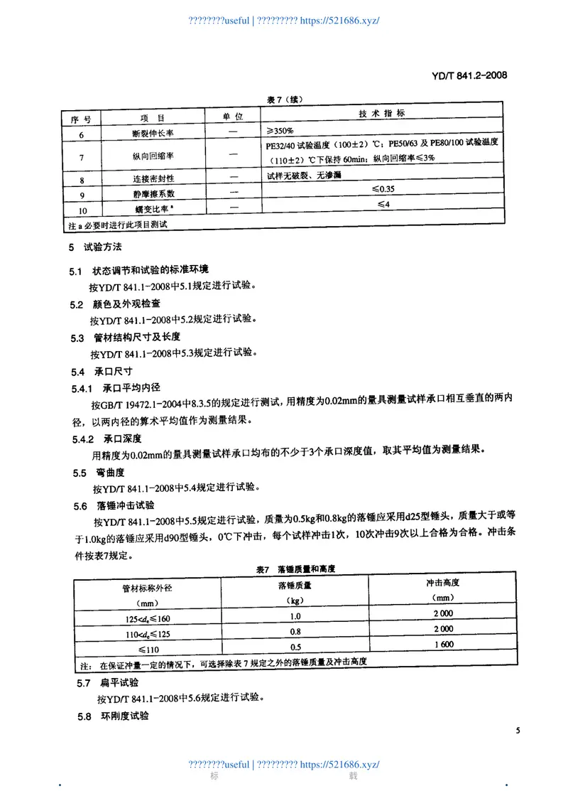 YDT841.2-2008地下通信管道用塑料管第2部分：实壁管 预览图