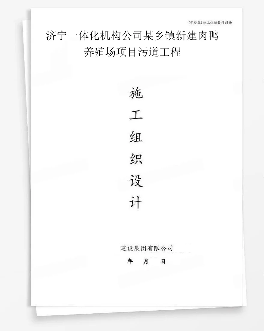 济宁一体化机构公司某乡镇新建肉鸭养殖场项目污道工程 封面