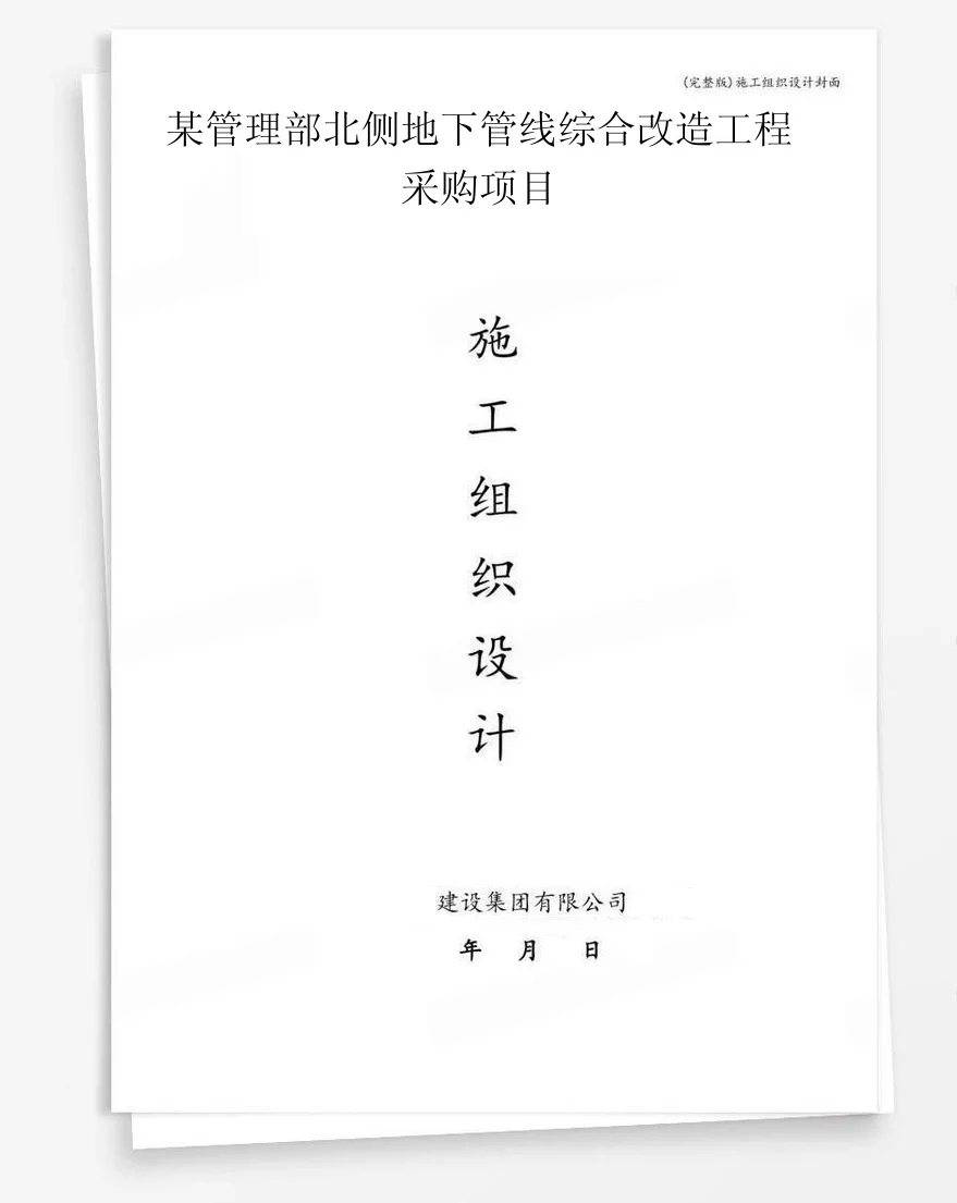 某管理部北侧地下管线综合改造工程采购项目 封面