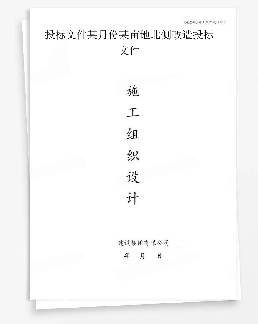 投标文件某月份某亩地北侧改造投标文件 封面