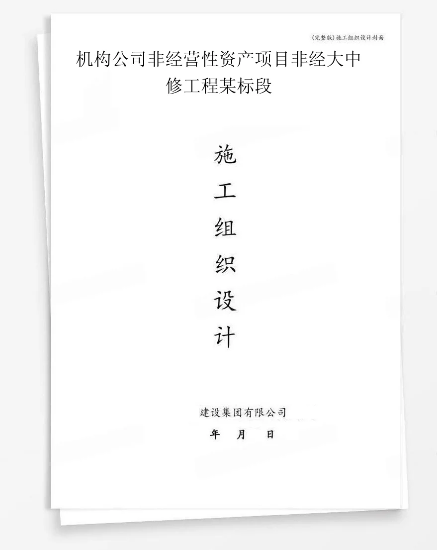 机构公司非经营性资产项目非经大中修工程某标段 封面